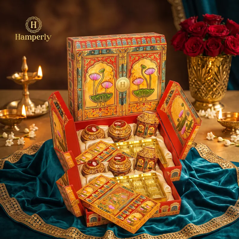 Pichwai Lotus Festive Hamper without sweets