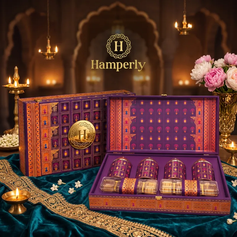 Royal Amethyst Bandhani Hamper without sweets